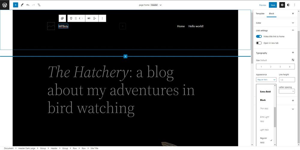 WordPress beta 5.9